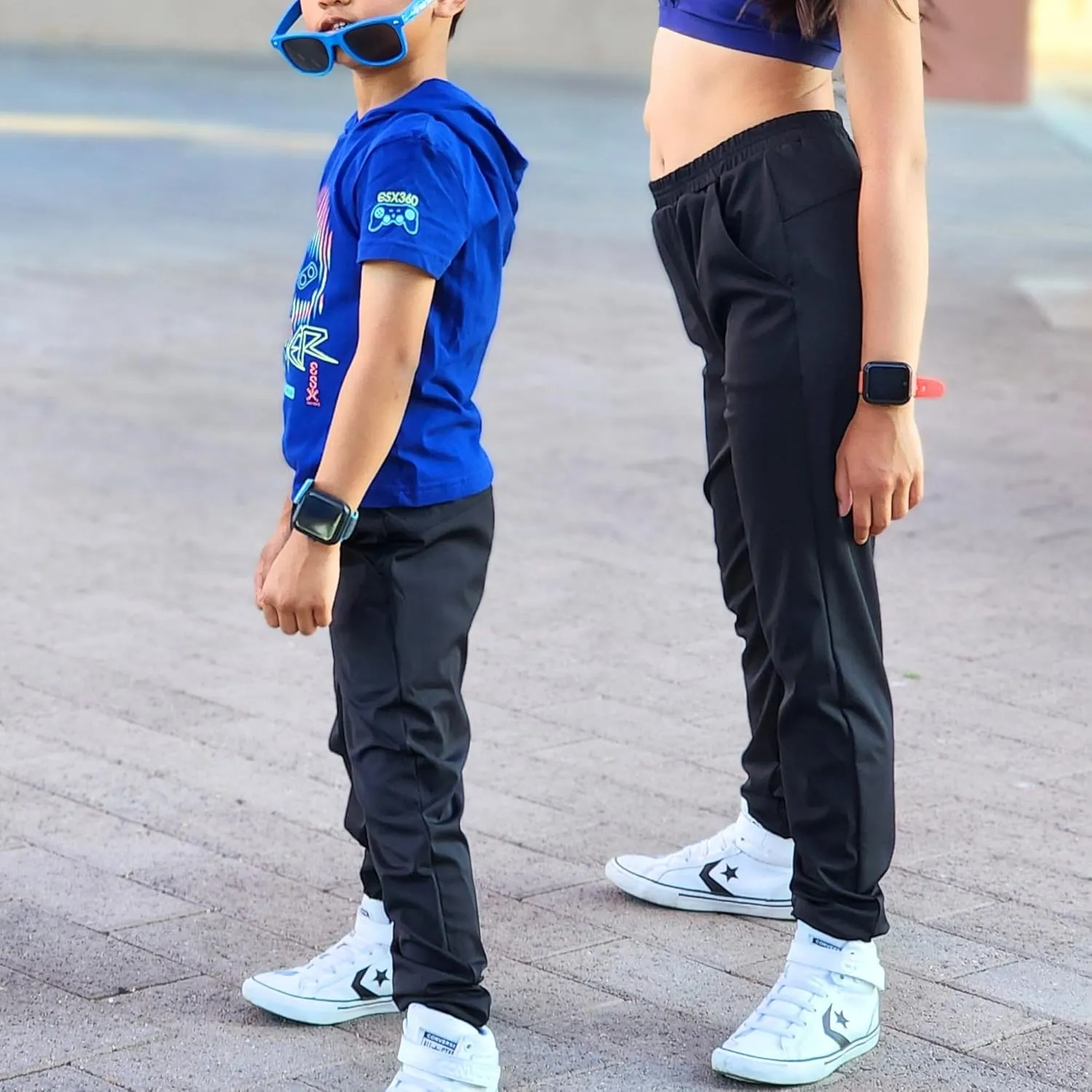 BIG ELEPHANT Girls Quick Dry Active Athletic Joggers, Kids Pull-on Lounge Joggers with Pocket