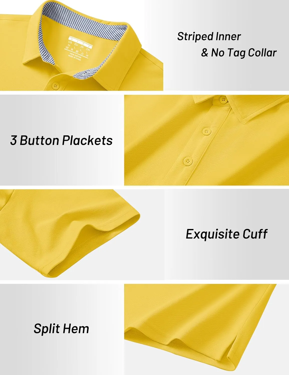 Cotrasen Men's Polo Shirts Short Sleeve Cotton Pique 3 Buttons Golf Shirts Classic Fit Casual Performance T-Shirt