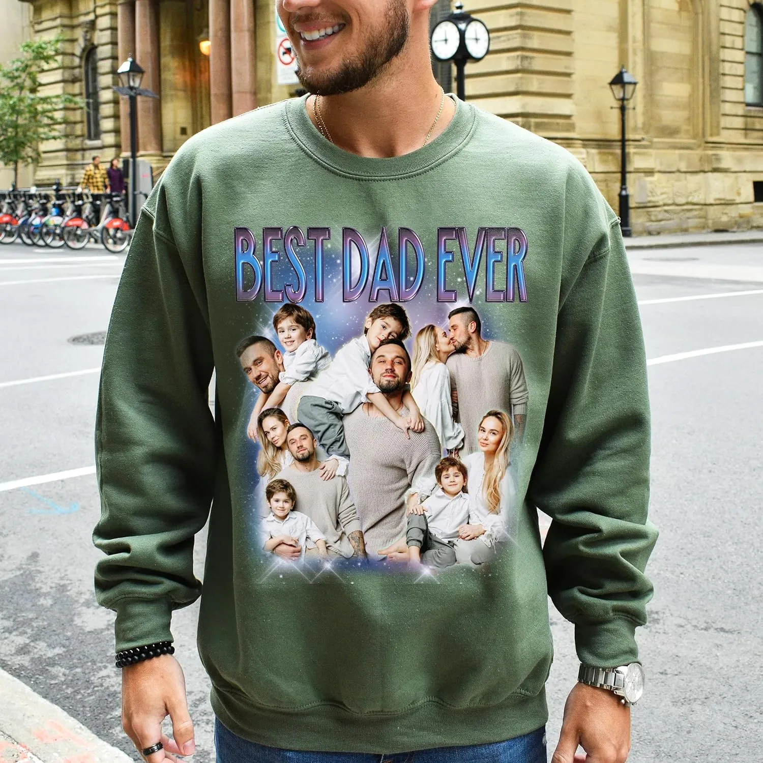 Custom Dad Shirt Personalized Picture T-Shirt for Men for New Dad Daddy Gift for Grandpa
