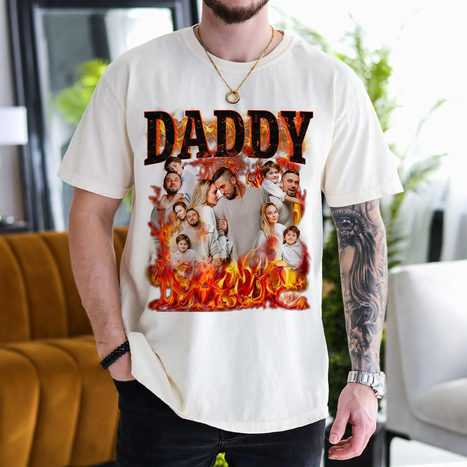 Custom Dad Shirt Personalized Picture T-Shirt for Men for New Dad Daddy Gift for Grandpa