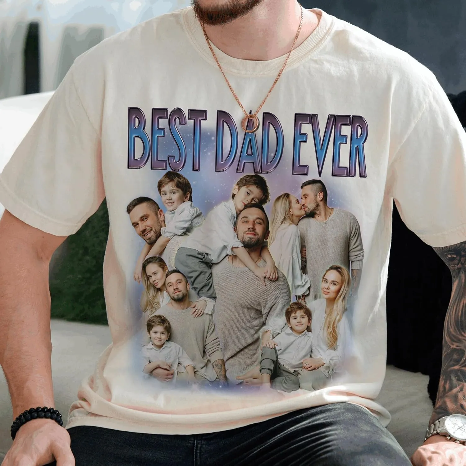Custom Dad Shirt Personalized Picture T-Shirt for Men for New Dad Daddy Gift for Grandpa