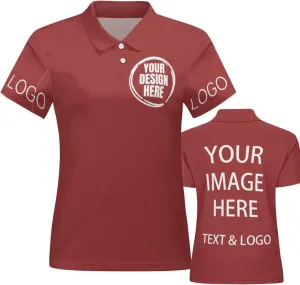 Custom Polo Shirts for Women Customize Your Text Custom Company Logo Personalized Short Sleeve for Sports
