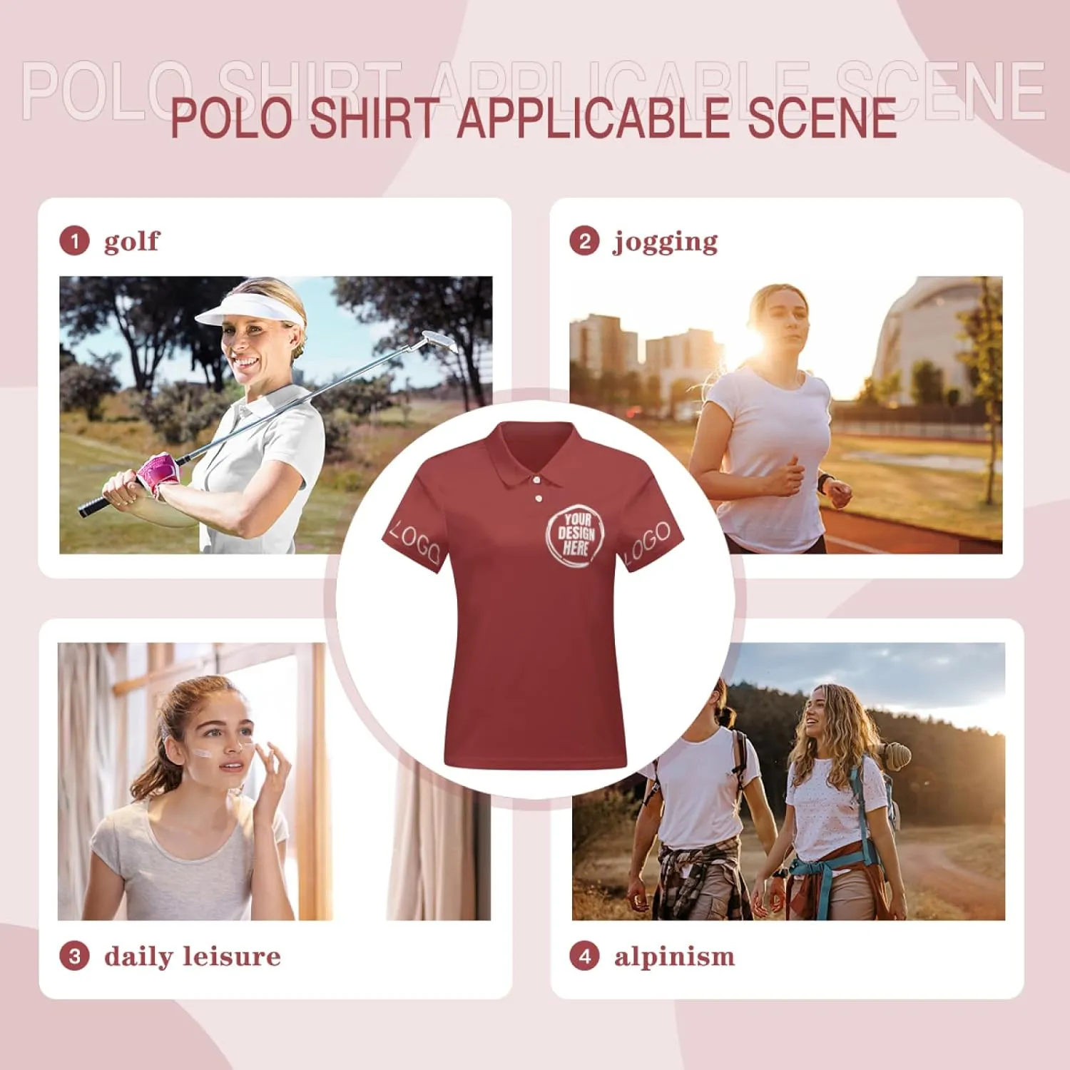 Custom Polo Shirts for Women Customize Your Text Custom Company Logo Personalized Short Sleeve for Sports