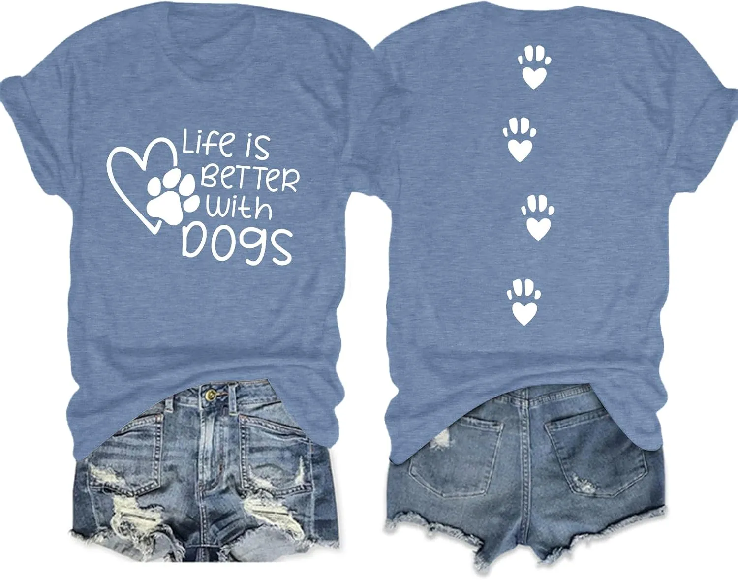 Dog Shirt Dog Mom Shirts: Women Life is Better with Dogs T Shirt Funny Dog Paw Print Tee Dog Lover Animal Gift Tops