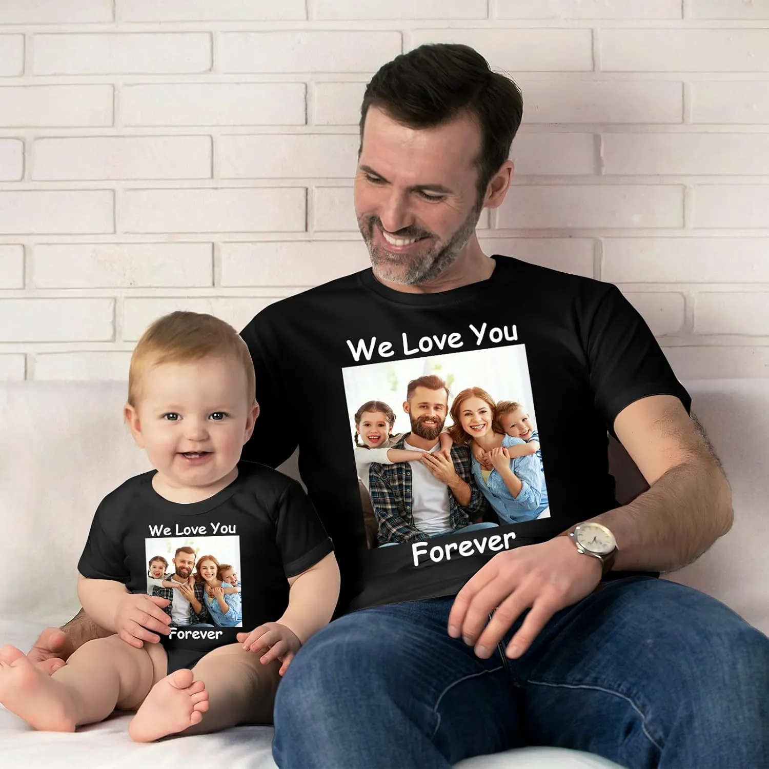 Father's Day Dad Gifts Custom T-Shirts with Photo Personalized T Shirt for Husband Grandpa Customized Best Dad Gifts from Kid