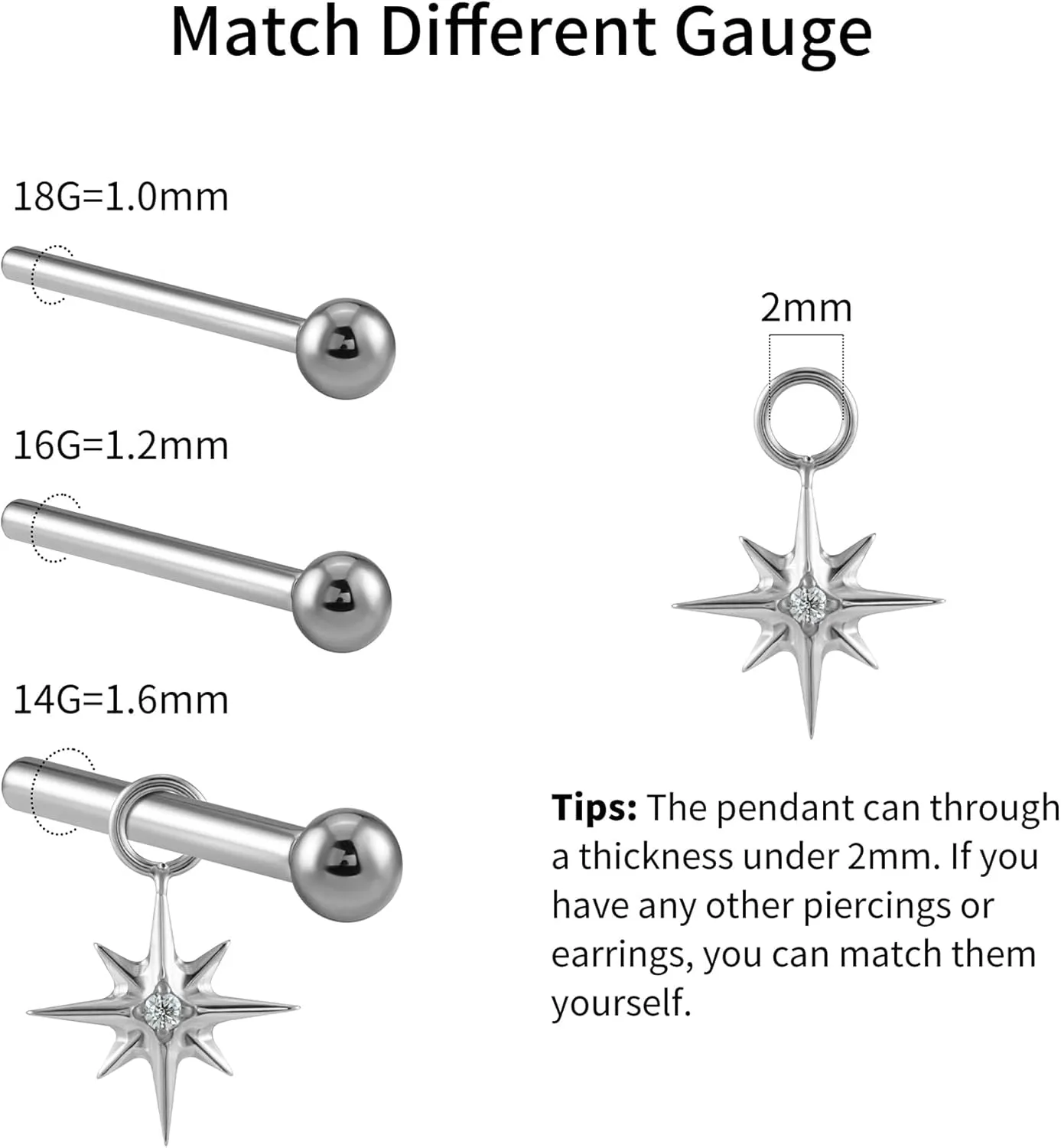 FINE4U 1 Pair Titanium Dangle Earrings for Women - Dainty Huggie Drop Earrings, Nickel Free Earrings Jewelry Gifts