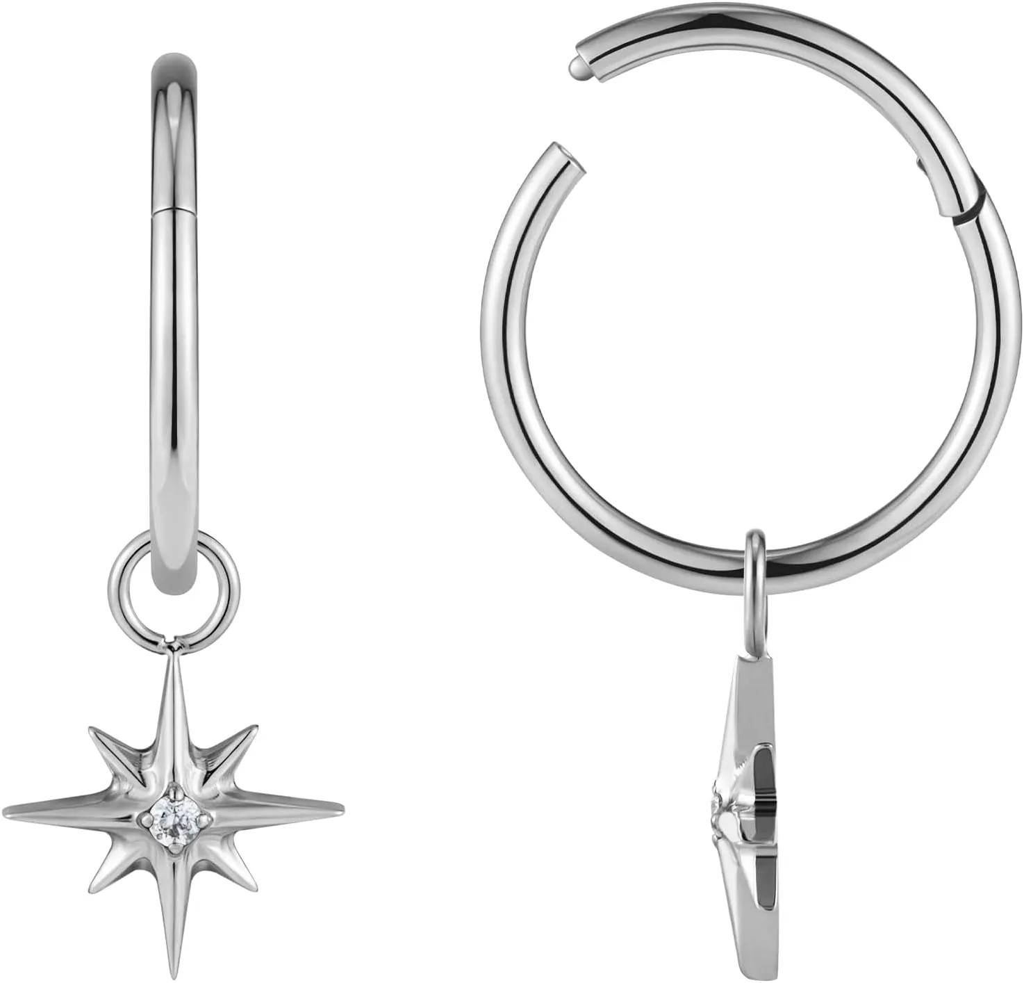 FINE4U 1 Pair Titanium Dangle Earrings for Women - Dainty Huggie Drop Earrings, Nickel Free Earrings Jewelry Gifts