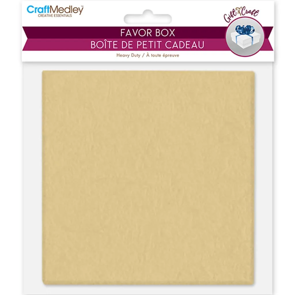 Gift Craft:  Heavy Duty Paper Favor Box Kraft, 4. 3in X 4.3in X 1.75in