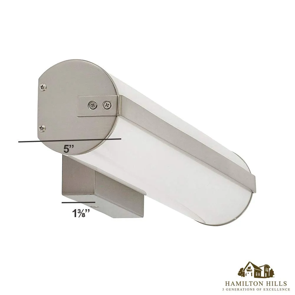 Hamilton Hills 24" Cylinder Bar Frosted Vanity Light Modern Brushed Bathroom LED
