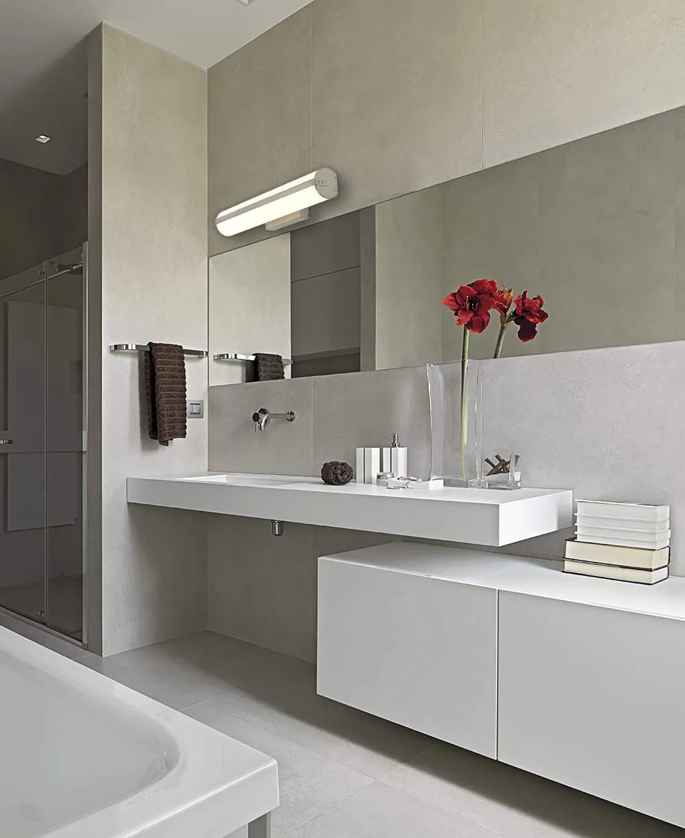 Hamilton Hills 24" Cylinder Bar Frosted Vanity Light Modern Brushed Bathroom LED