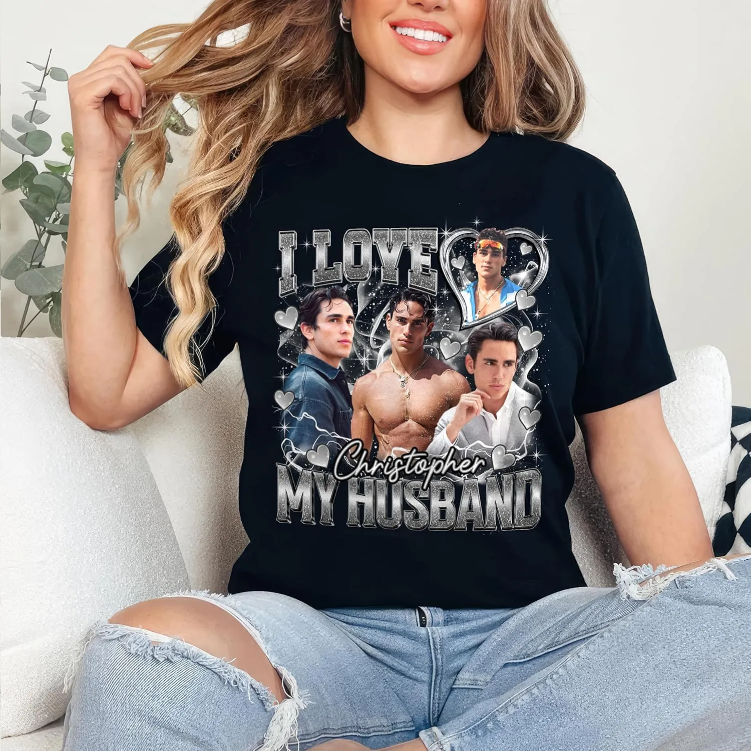JIX & JOKY Custom Your Own Bootleg Rap Tee Custom Girlfriend Face Shirt for Boyfriend Vintage Birthday Valentine Shirt