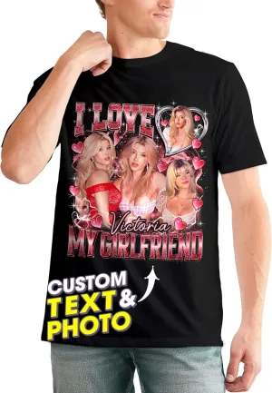 JIX & JOKY Custom Your Own Bootleg Rap Tee Custom Girlfriend Face Shirt for Boyfriend Vintage Birthday Valentine Shirt