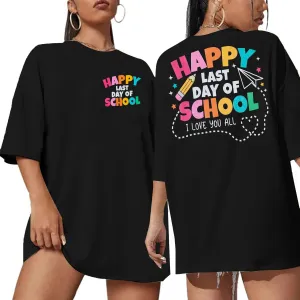 Last Day of School Shirt Women - Teacher Life Shirts Pencil Graphic Tee Graduation Gift Short Sleeve Tee Tops