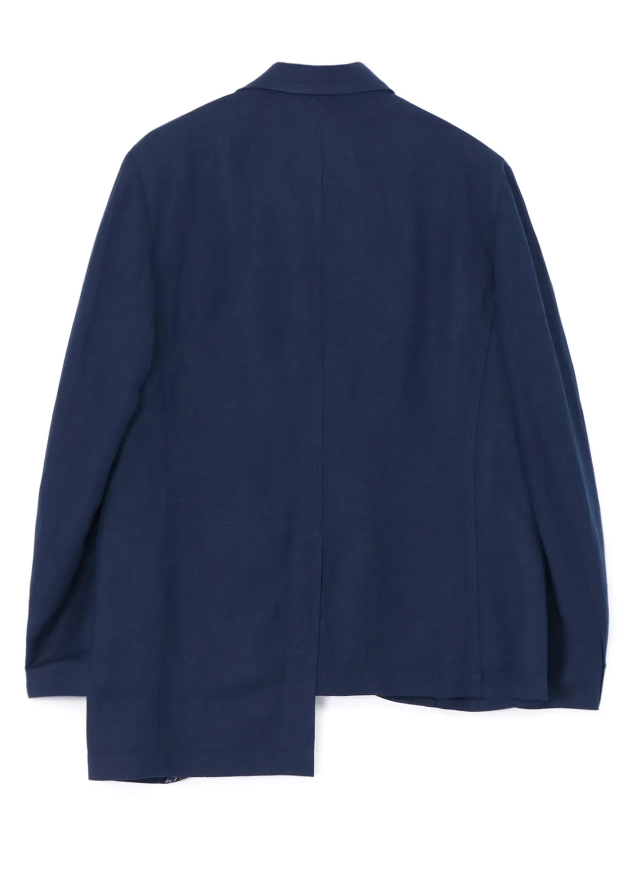 LINEN/RAYON EASY CLOTH INDIAN BLOCK SQUARE PRINT JACKET WITH DOUBLE-TAILORED LEFT FRONT