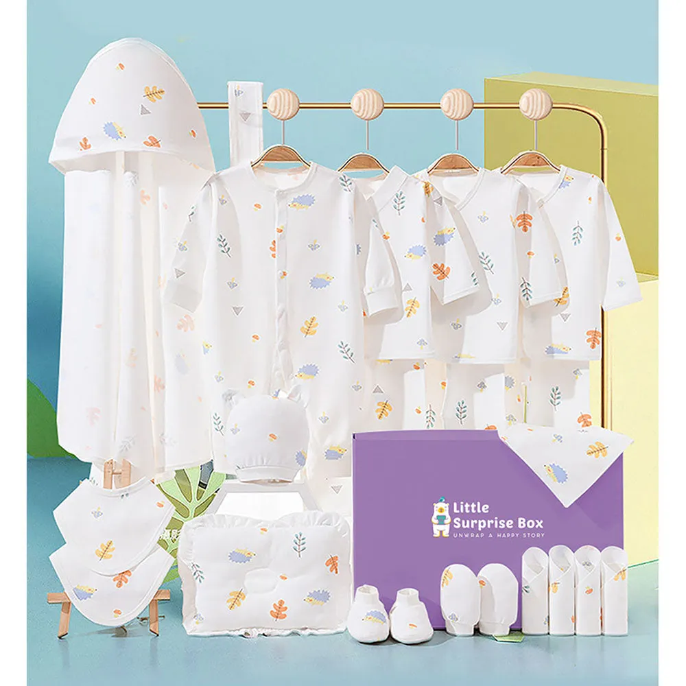 Little Surprise Box 20 Pcs White Woodland Newborn Baby Girl/ Boy All Season Wear Gift Hamper Box