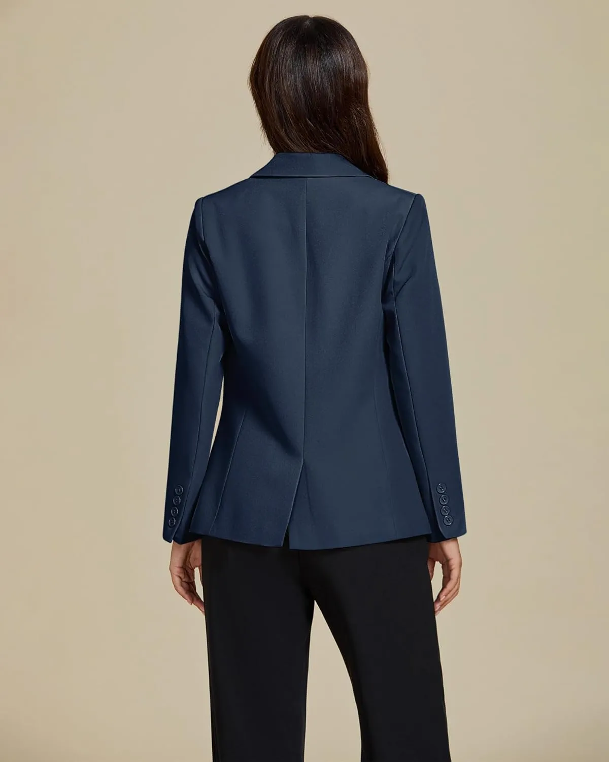 luvamia Dressy Blazers for Women Button Long Sleeve Lapel Business Casual Outfits Office Work Suit Blazer with Pockets