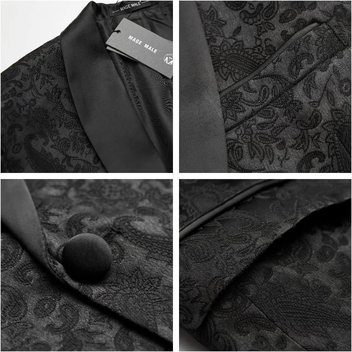 MAGE MALE Mens Floral Tuxedo Jacket Paisley Shawl Lapel One Button Blazer Jacket Slim Fit Dinner Party Prom Tuxedo