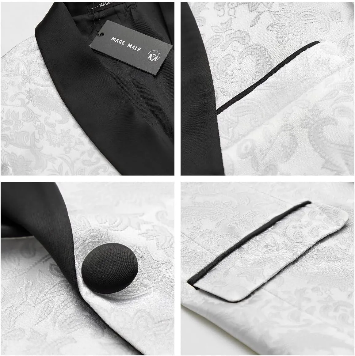 MAGE MALE Mens Floral Tuxedo Jacket Paisley Shawl Lapel One Button Blazer Jacket Slim Fit Dinner Party Prom Tuxedo