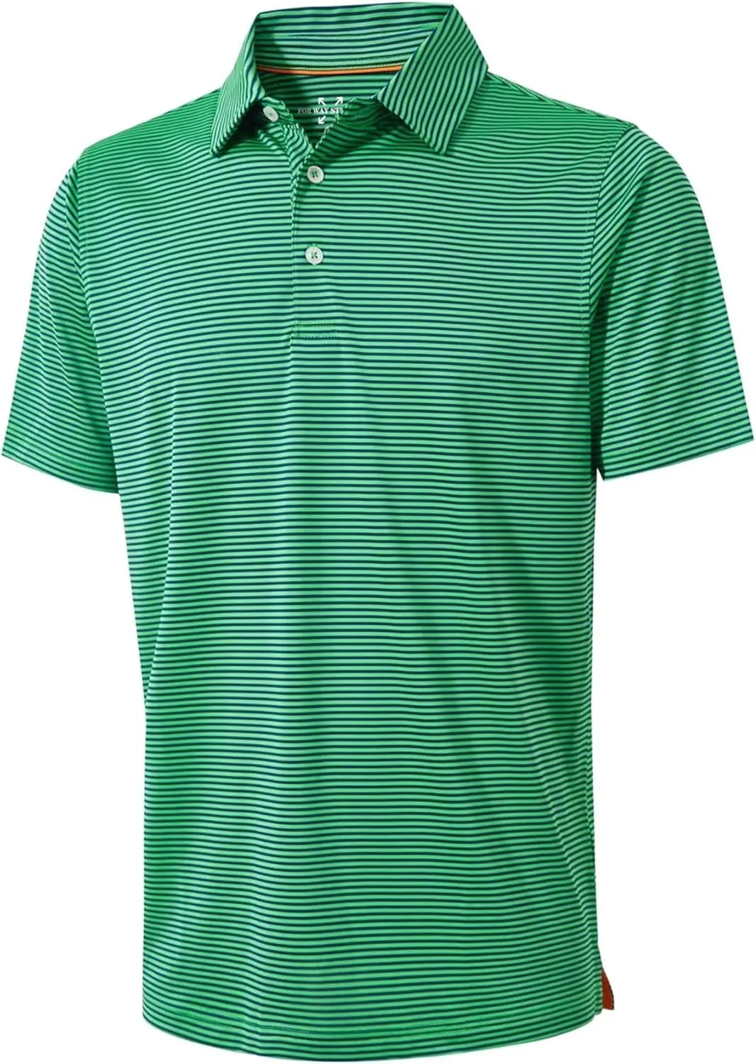 Mens Golf Polo Shirt Moisture Wicking Dry Fit Performance Athletic Short Sleeve Striped Golf Shirts for Men