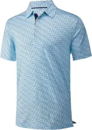 Mens Golf Shirt Moisture Wicking Dry Fit Print Performance Short Sleeve Polo Shirts for Men