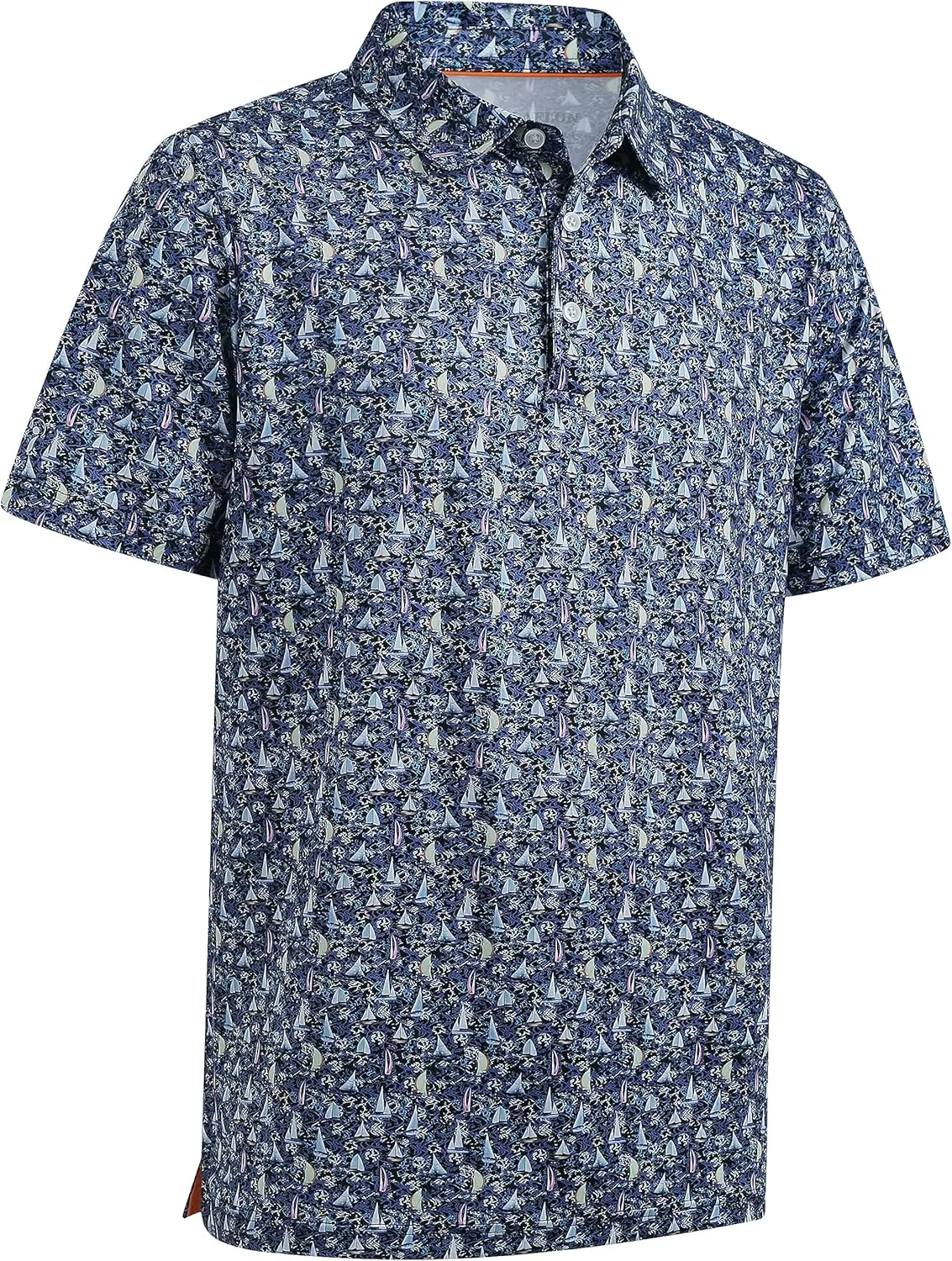 Mens Golf Shirt Moisture Wicking Dry Fit Print Performance Short Sleeve Polo Shirts for Men