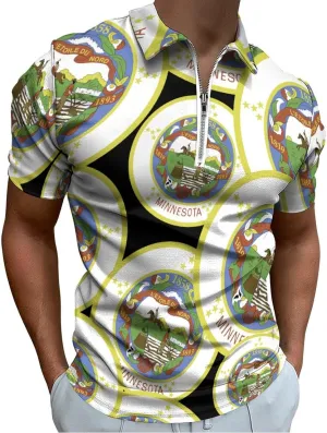 Minnesota Logo Trendy Polo Shirts for Men Short Sleeve Lapel Collar Zipper T-Shirts Outdoor Sports 6XL
