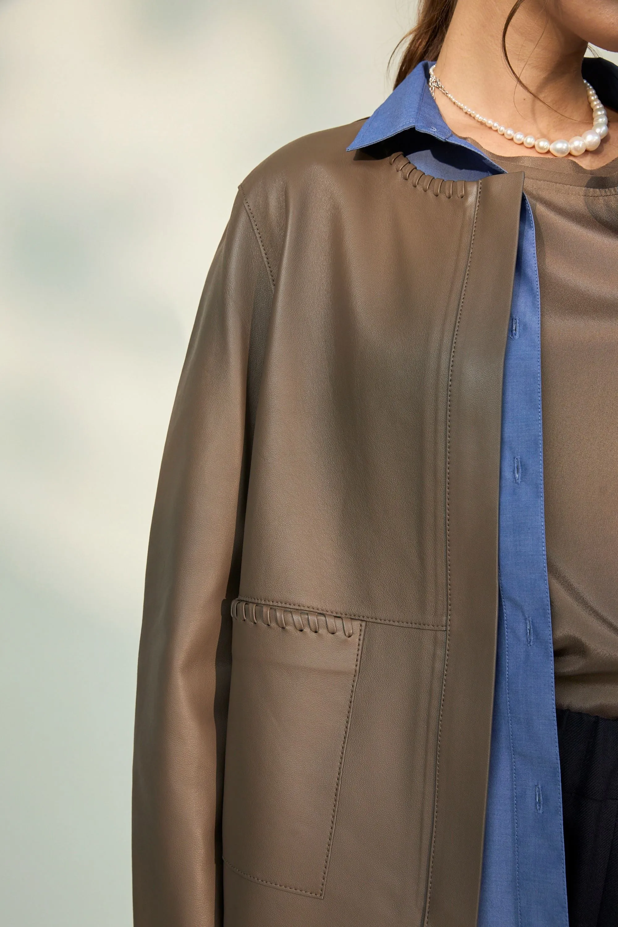 NORAH SUE Minimal Leather Jacket