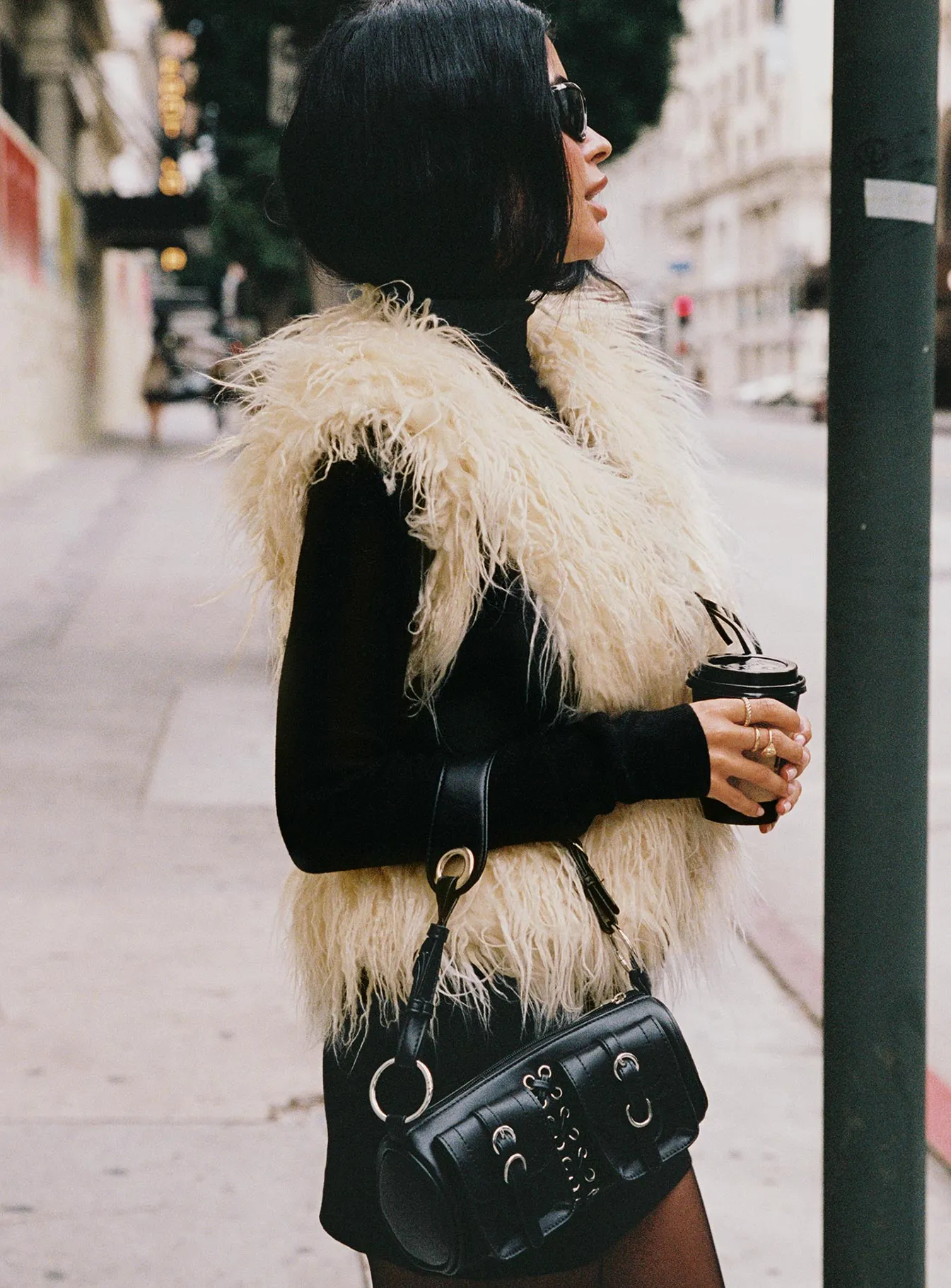 Out & About Shearling Vest Cream / Black