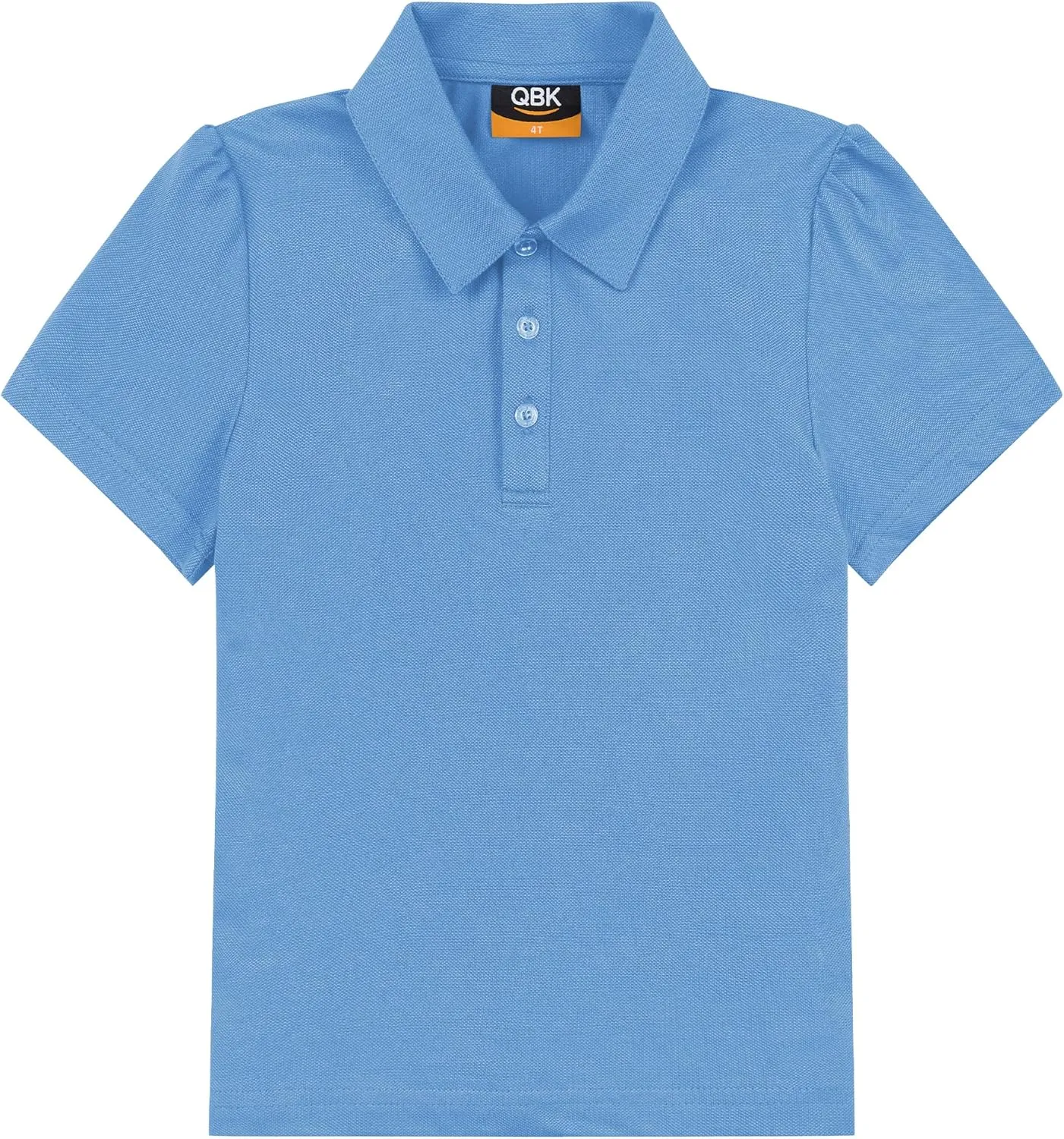 QBK 2T to Youth Girls' Puff Short Sleeve Polo Toddler School Uniform Pique Polo Kids Collared Golf Shirt