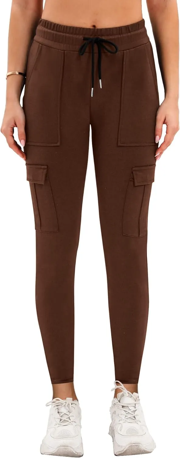 RESHE Womens Yoga Sweatpants with Pockets Stretch Tapered Joggers Pants Drawstring Running Lounge Hiking
