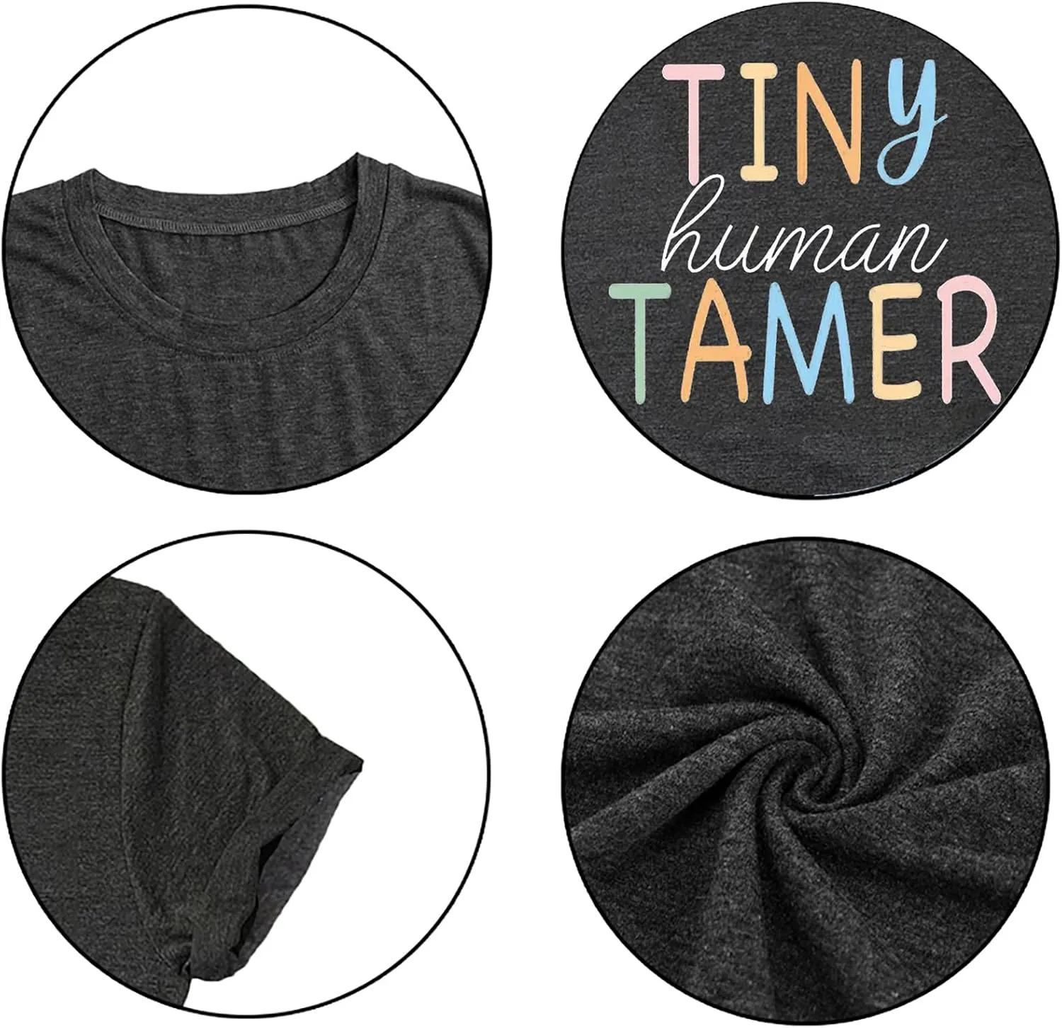 Teacher Shirts for Women - Kindergarten & Elementary School Teaching Tee Funny Tiny Human Tamer Graphic Tees Tops
