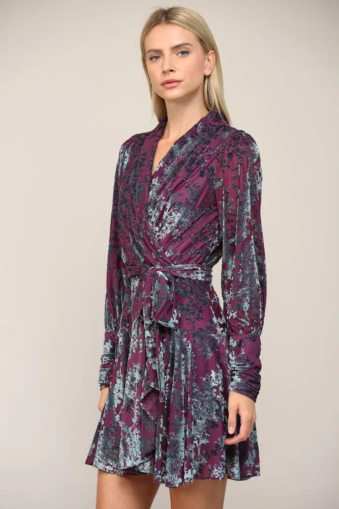 Velvet Floral Burnout Dress by Fate FD30029