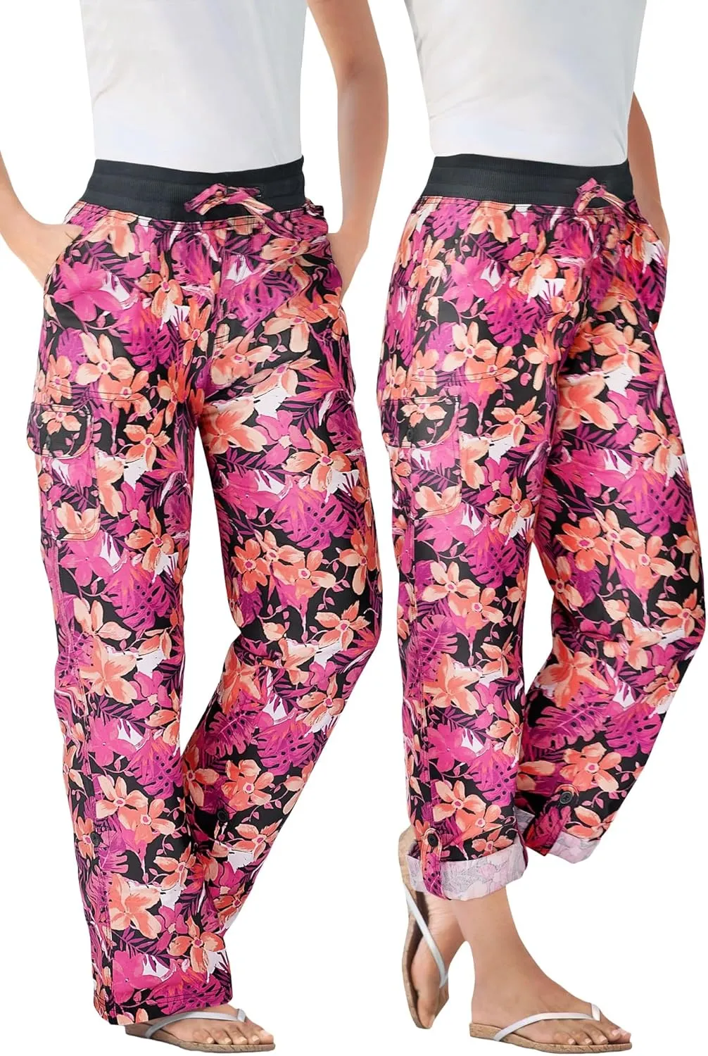 Woman Within Plus Size Convertible 2-in-1 Cargo Pant & Capri Elastic Waist