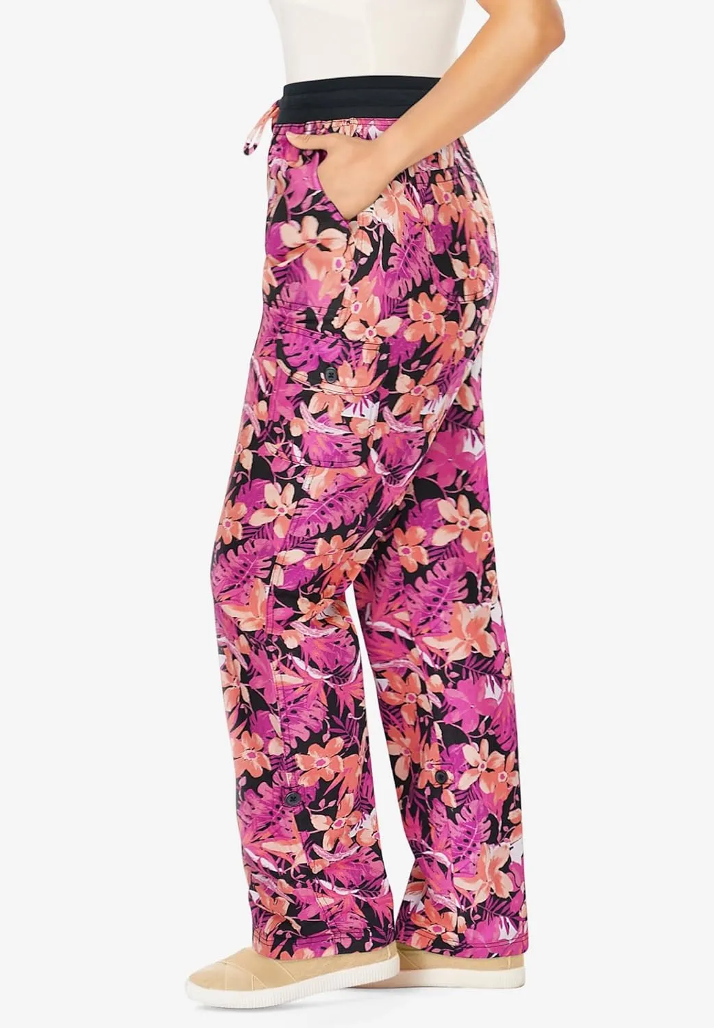Woman Within Plus Size Convertible 2-in-1 Cargo Pant & Capri Elastic Waist