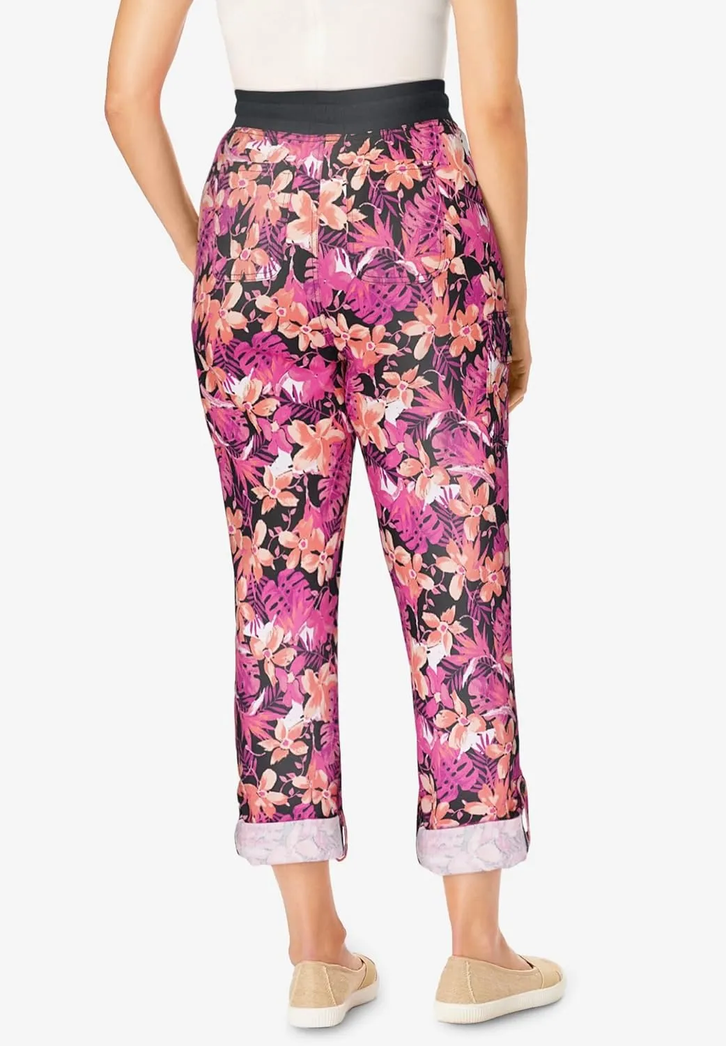 Woman Within Plus Size Convertible 2-in-1 Cargo Pant & Capri Elastic Waist