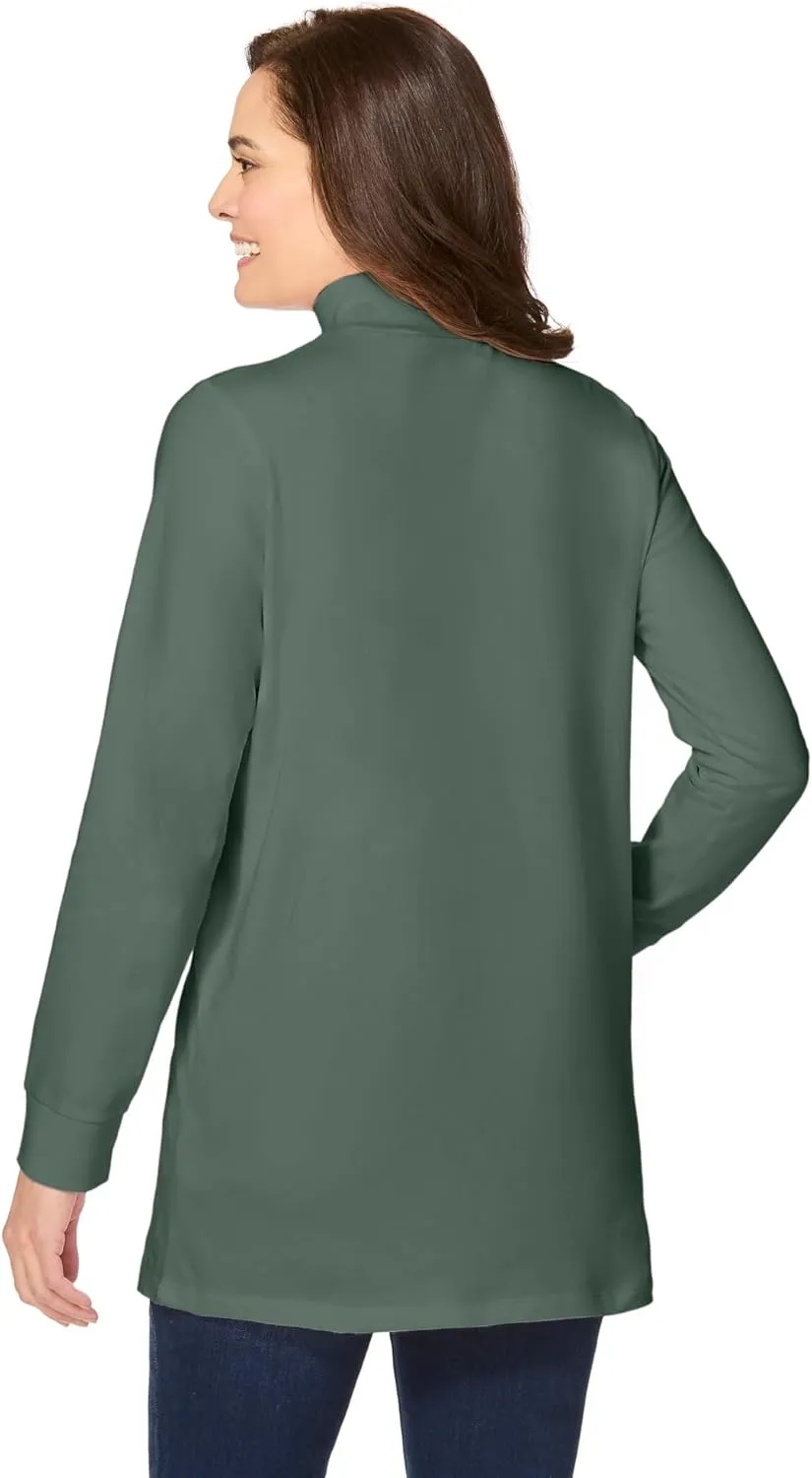 Woman Within Plus Size Perfect Long-Sleeve Mockneck Tee (Petite Available)