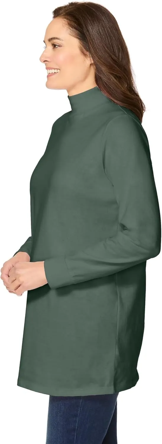 Woman Within Plus Size Perfect Long-Sleeve Mockneck Tee (Petite Available)