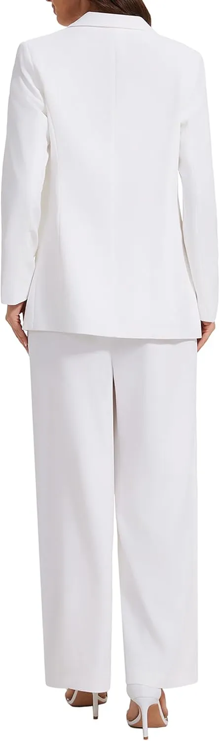Women's 3 Piece Suit Business Casual One Button Blazer Camisole and Wide Leg Pants Set