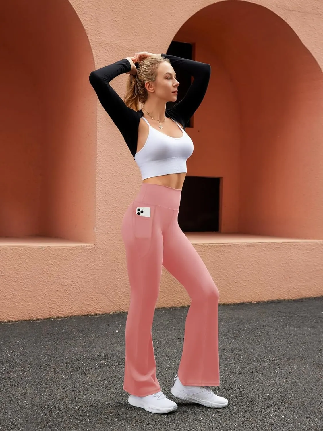 Women's High Waist Flare Yoga Pants Tummy Control Casual Bootcut Leggings with Side Pockets